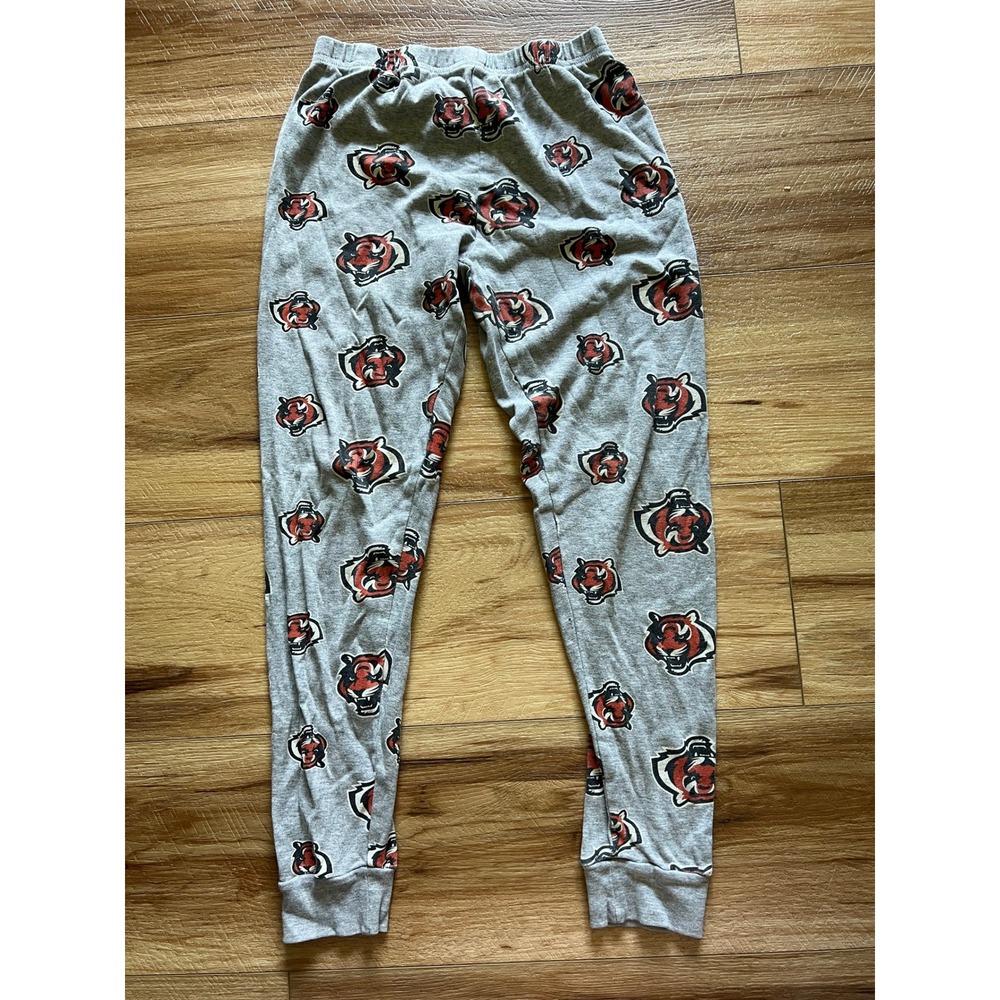 NFL Cincinnati Bengals Pajama Pants Kids Med 10/12 Gray All Over Print Joggers